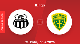 FC Petržalka - MŠK Žilina B: ONLINE prenos z dohrávky zápasu 21. kola II. ligy.