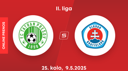 FC Tatran Prešov - ŠK Slovan Bratislava B: ONLINE prenos zo zápasu 25. kola II. ligy.