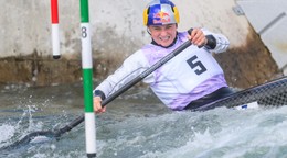 Zuzana Paňková počas semifinále C1 na majstrovstvách Európy vo vodnom slalome.