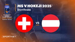 Švajčiarsko - Rakúsko: ONLINE prenos zo zápasu na MS v hokeji 2025 vo Švédsku a Dánsku.