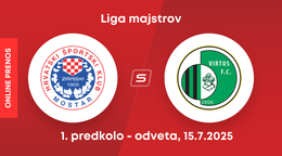 HŠK Zrinjski Mostar - AC Virtus: ONLINE prenos z odvetného zápasu 1. predkola Ligy majstrov.