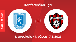 CS Universitatea Craiova - FC Spartak Trnava: ONLINE prenos z 1. zápasu 3. predkola Konferenčnej ligy.