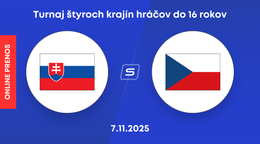 Slovensko U16 - Česko U16: ONLINE prenos zo zápasu na Turnaji štyroch krajín.
