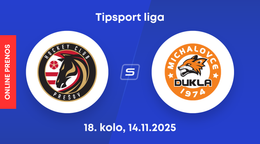 HC Prešov - HK Dukla Michalovce: ONLINE prenos zo zápasu 18. kola Tipsport ligy.