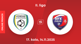 FK Pohronie - MFK Zvolen: ONLINE prenos zo zápasu 17. kola II. ligy.