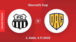FC Petržalka - FC DAC Dunajská Streda: ONLINE prenos zo zápasu 4. kola Slovnaft Cupu.