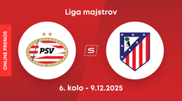 PSV Eindhoven - Atlético Madrid: ONLINE prenos zo zápasu 6. kola ligovej fázy Ligy majstrov. 