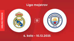 Real Madrid - Manchester City: ONLINE prenos zo zápasu 6. kola ligovej fázy Ligy majstrov.