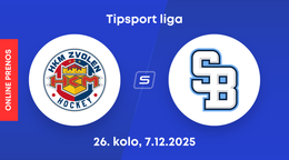 HKM Zvolen - HC Slovan Bratislava: ONLINE prenos zo zápasu 26. kola Tipsport ligy.