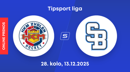 HKM Zvolen - HC Slovan Bratislava: ONLINE prenos zo zápasu 28. kola Tipsport ligy.