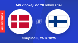Dánsko - Fínsko: ONLINE prenos zo zápasu skupiny B na MS v hokeji do 20 rokov 2026.