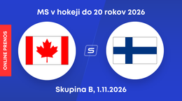 Kanada - Fínsko: ONLINE prenos zo zápasu skupiny B na MS v hokeji do 20 rokov 2026.