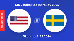 USA - Švédsko: ONLINE prenos zo zápasu skupiny A na MS v hokeji do 20 rokov 2026.