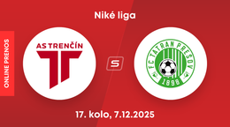 AS Trenčín - FC Tatran Prešov: ONLINE prenos zo zápasu 17. kola Niké ligy.