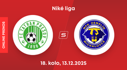 FC Tatran Prešov - MFK Zemplín Michalovce: ONLINE prenos zo zápasu 18. kola Niké ligy.