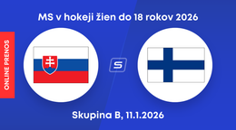 Slovensko - Fínsko, ONLINE prenos z MS v hokeji žien do 18 rokov 2026 (U18).