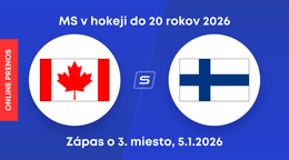 Kanada - Fínsko, ONLINE prenos zo zápasu o 3. miesto na MS v hokeji do 20 rokov 2026 (U20).