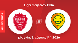 Würzburg Baskets - Patrioti Levice: ONLINE prenos zo zápasu Ligy majstrov.