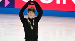 Adam Hagara počas voľnej jazdy na MS v krasokorčuľovaní 2026.