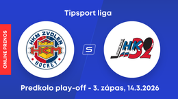 HKM Zvolen - Hk 32 Liptovský Mikuláš: ONLINE prenos z 3. zápasu predkola play-off Tipsport ligy.