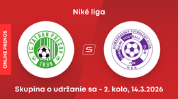 FC Tatran Prešov - KFC Komárno: ONLINE prenos zo zápasu 2. kola skupiny o udržanie sa v Niké lige.