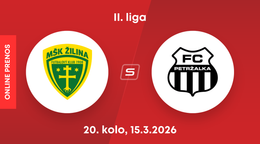MŠK Žilina B - FC Petržalka: ONLINE prenos zo zápasu 20. kola II. ligy.