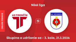AS Trenčín - MFK Ružomberok: ONLINE prenos zo zápasu 3. kola skupiny o udržanie sa v Niké lige.
