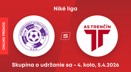 KFC Komárno - AS Trenčín: ONLINE prenos zo zápasu 4. kola skupiny o udržanie sa v Niké lige.