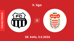 FC Petržalka - MFK Dukla Banská Bystrica: ONLINE prenos zo zápasu 28. kola II. ligy.