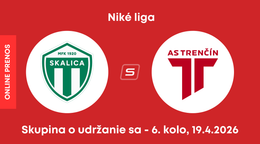 MFK Skalica - AS Trenčín: ONLINE prenos zo zápasu 6. kola skupiny o udržanie sa v Niké lige.