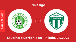 FC Tatran Prešov - MFK Skalica: ONLINE prenos zo zápasu 9. kola skupiny o udržanie sa v Niké lige.