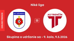 MFK Ružomberok - AS Trenčín: ONLINE prenos zo zápasu 9. kola skupiny o udržanie sa v Niké lige.
