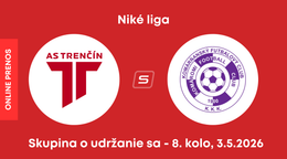 AS Trenčín - KFC Komárno: ONLINE prenos zo zápasu 8. kola skupiny o udržanie sa v Niké lige.