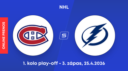 Montreal Canadiens - Tampa Bay Lightning: ONLINE prenos z tretieho zápasu 1. kola play-off NHL.