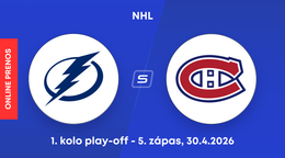 Tampa Bay Lightning - Montreal Canadiens: ONLINE prenos z piateho zápasu 1. kola play-off NHL.