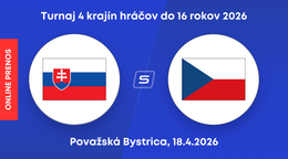 Slovensko U16 - Česko U16: ONLINE prenos zo zápasu na hokejovom Turnaji štyroch krajín v Považskej Bystrici.