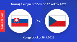 Slovensko U20 - Česko U20: ONLINE prenos zo zápasu na hokejovom Turnaji piatich krajín v Kungsbacke.