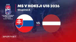 Slovensko - Lotyšsko: ONLINE prenos zo skupiny A na MS v hokeji do 18 rokov 2026 (MS U18).
