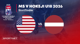 USA - Lotyšsko: ONLINE prenos zo štvrťfinále na MS v hokeji do 18 rokov 2026 (MS U18).