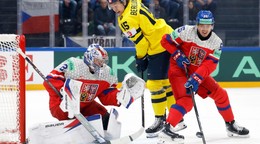 Momentka zo zápasu Česko - Švédsko na MS v hokeji 2026. 