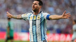 Argentina's Lionel Messi (10) celebrates after scoring the opening goal during the World Cup Group J soccer match between Argentina and Algeria in Kansas City, Mo., Tuesday, June 16, 2026. (AP Photo/Ed Zurga)

- Canada26
- Canada2026
- FIFA
- Mexico26
- Mexico2026
- soccer
- USA26
- USA2026
- worldcup
- worldcup26
- WorldCup2026
- futbol
- Canada26
- Canada2026
- FIFA
- Mexico26
- Mexico2026
- soccer
- USA26
- USA2026
- worldcup
- worldcup26
- WorldCup2026
- futbol