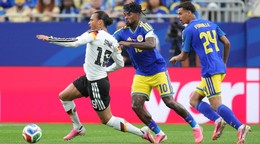 CuraĂ§ao's Leandro Bacuna pulls Germany's Leroy Sane during the World Cup Group E soccer match between Germany and Curacao in Houston, Sunday, June 14, 2026. (AP Photo/Eric Gay)

- Canada26
- Canada2026
- FIFA
- Mexico26
- Mexico2026
- soccer
- USA26
- USA2026
- worldcup
- worldcup26
- WorldCup2026
- futbol
- Canada26
- Canada2026
- FIFA
- Mexico26
- Mexico2026
- soccer
- USA26
- USA2026
- worldcup
- worldcup26
- WorldCup2026
- futbol