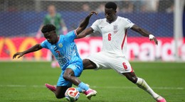 England's Bukayo Saka (7) and Congo's Nathanael Mbuku (7) fight for the ball during the World Cup round of 32 soccer match between England and Congo in Atlanta, Wednesday, July 1, 2026. (AP Photo/Jacob Kupferman)

- Canada26
- Canada2026
- FIFA
- Mexico26
- Mexico2026
- soccer
- USA26
- USA2026
- worldcup
- worldcup26
- WorldCup2026
- futbol
- Canada26
- Canada2026
- FIFA
- Mexico26
- Mexico2026
- soccer
- USA26
- USA2026
- worldcup
- worldcup26
- WorldCup2026
- futbol