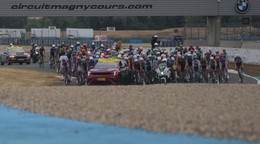 Riders take the start during the twelfth stage of the Tour de France cycling race with start in Circuit Nevers Magny-Cours and finish in Chalon-sur-Saone, France, Thursday, July 16, 2026. (AP Photo/Thibault Camus)