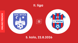 MFK Bytča - FC ViOn Zlaté Moravce: ONLINE prenos zo zápasu 5. kola II. ligy.