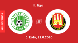 FC Tatran Prešov - FK Inter Bratislava: ONLINE prenos zo zápasu 5. kola II. ligy.