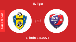 FK Humenné - MFK Zvolen: ONLINE prenos zo zápasu 3. kola II. ligy.