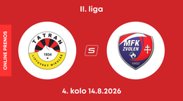 MFK Tatran Liptovský Mikuláš - MFK Zvolen: ONLINE prenos zo zápasu 4. kola II. ligy.