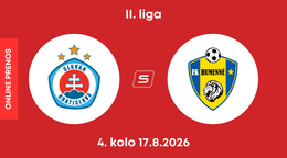 ŠK Slovan Bratislava B - FK Humenné: ONLINE prenos zo zápasu 4. kola II. ligy.