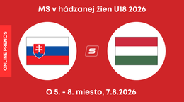 Slovensko - Maďarsko. ONLINE prenos z zápasu o 5. - 8. miesto MS v hádzanej žien do 18 rokov.